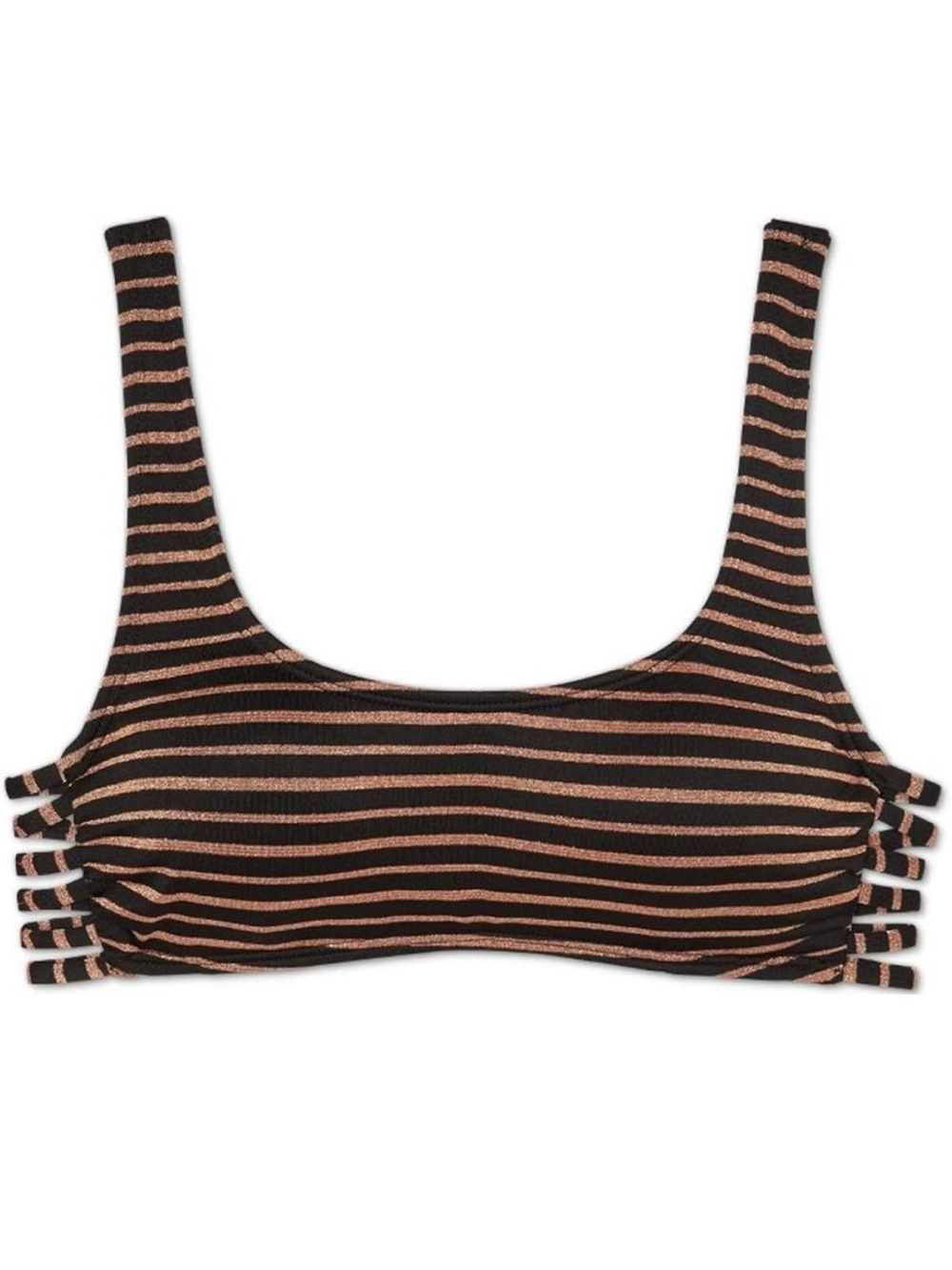 Xhilaration Striped Bikini Top in Black and Metallic Copper